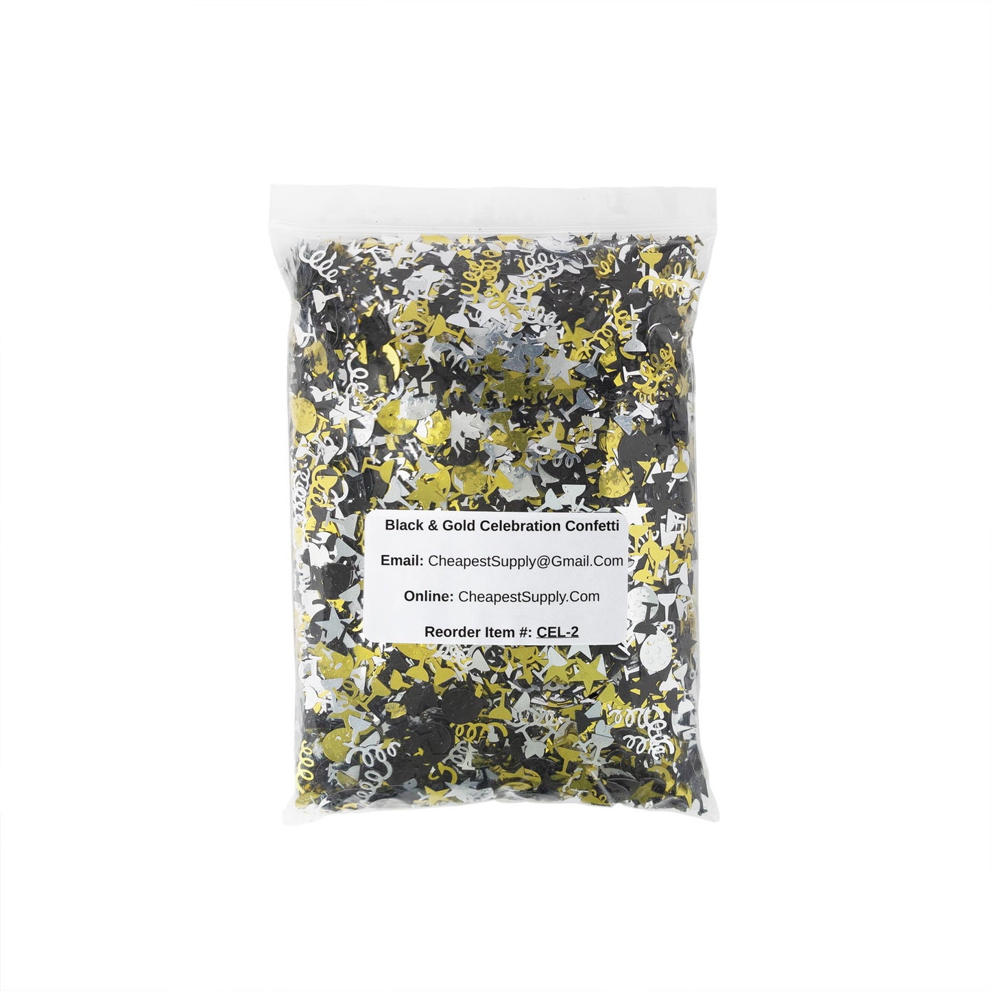 Full POUND (16 oz) of Celebration (Black & Gold) Confetti OVER 8,250 pieces