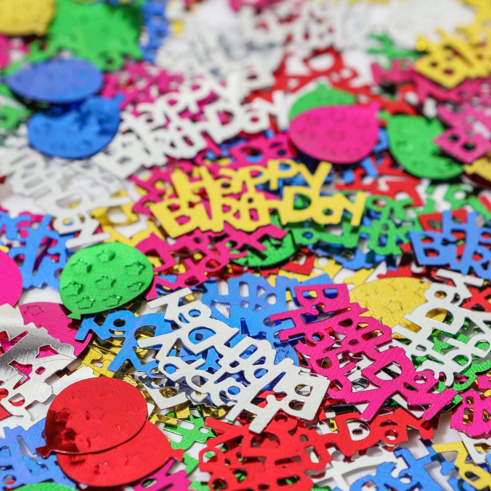 One-pound bag of colorful Happy Birthday confetti for parties and events