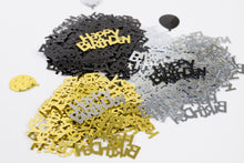 Load image into Gallery viewer, Full POUND (16 oz) Black &amp; Gold Happy Birthday Confetti (OVER 8,250 pieces)