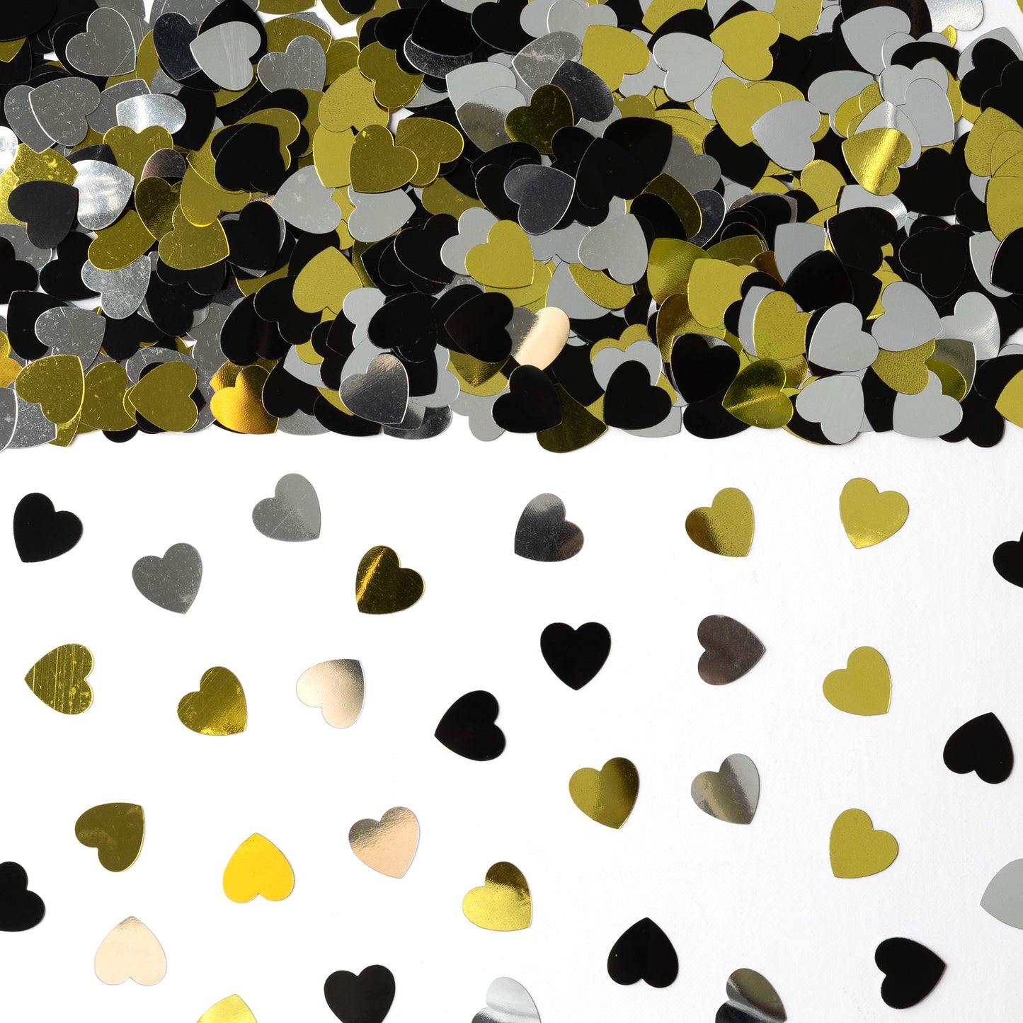 Heart Confetti – Black & Gold Premium, FULL POUND (16 oz) | Anniversary, Wedding, Party Decor
