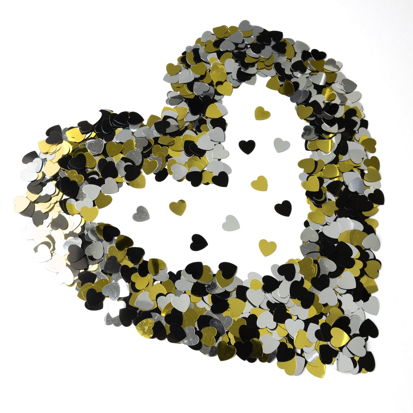 Heart Confetti – Black & Gold Premium, FULL POUND (16 oz) | Anniversary, Wedding, Party Decor
